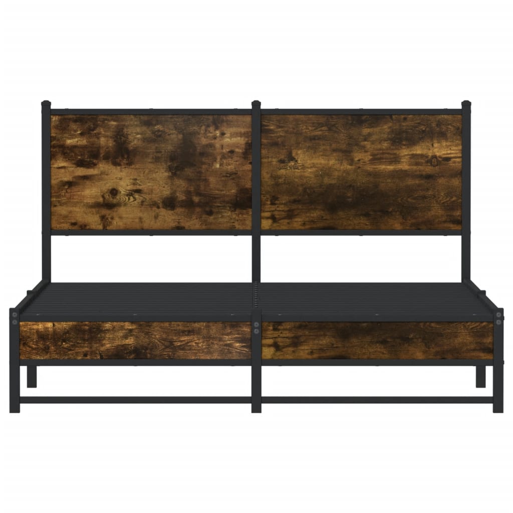 Metal Bed Frame without Mattress Smoked Oak 140x200 cm