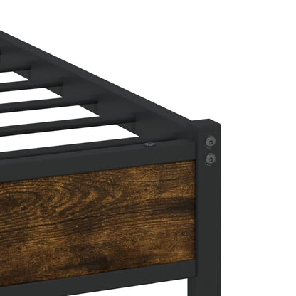 Metal Bed Frame without Mattress Smoked Oak 140x200 cm