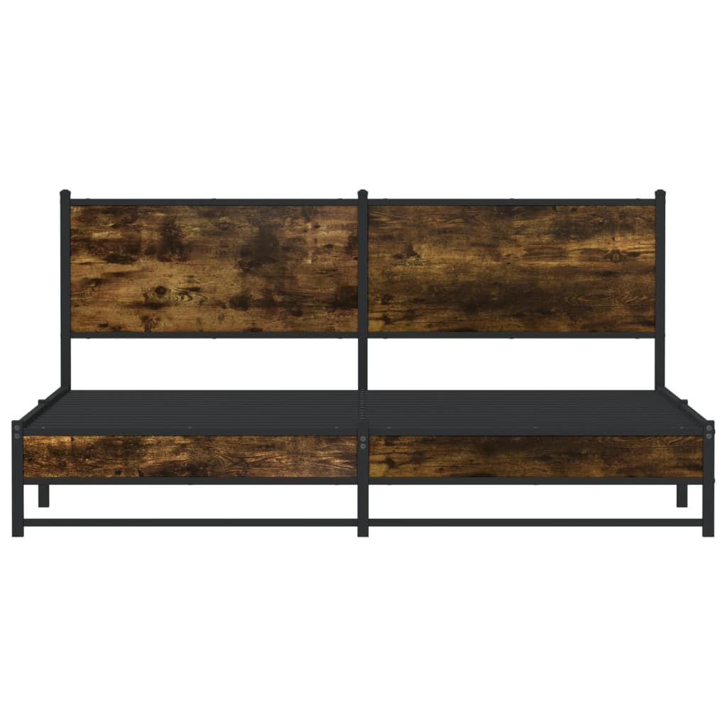 Metal Bed Frame without Mattress Smoked Oak 160x200 cm