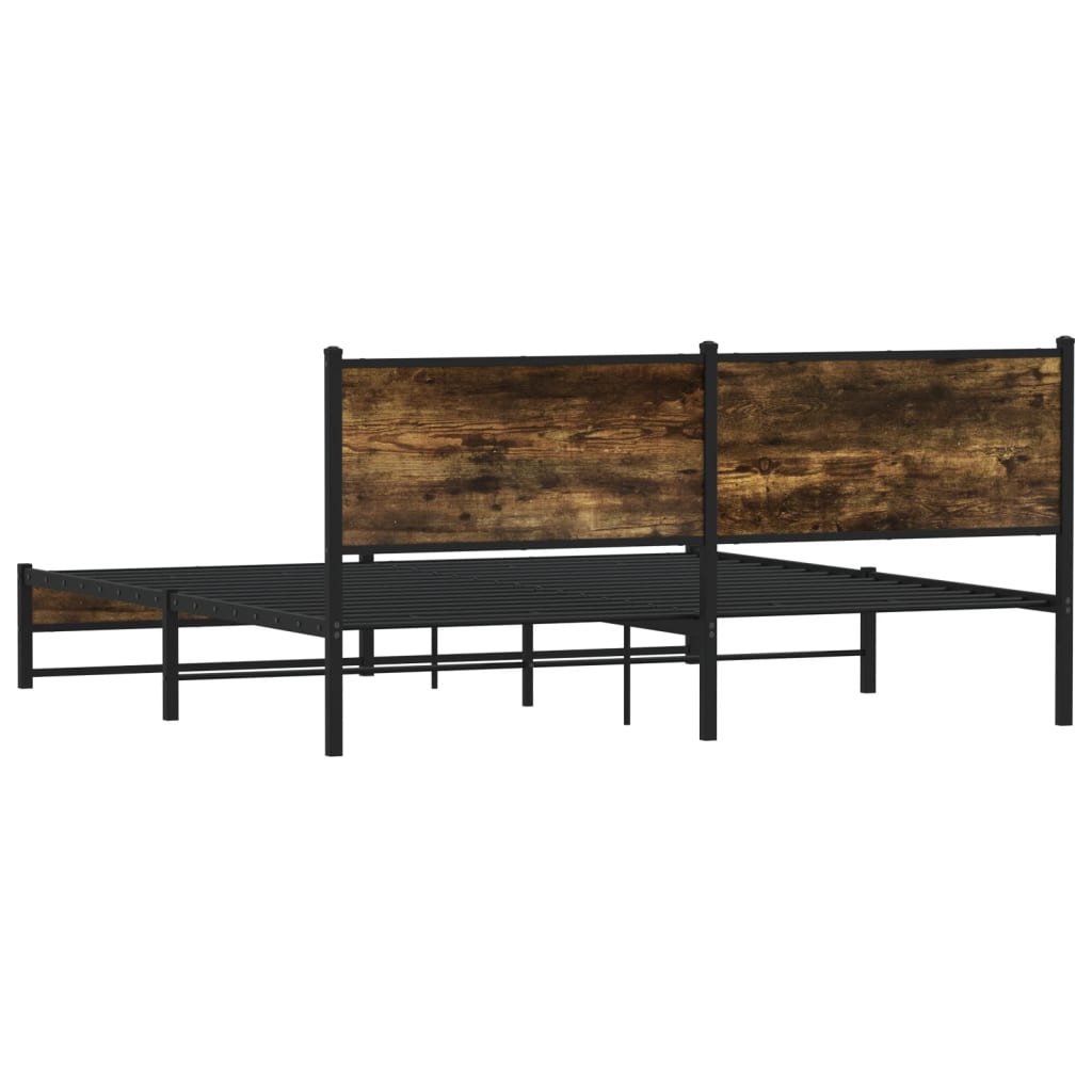 Metal Bed Frame without Mattress Smoked Oak 160x200 cm
