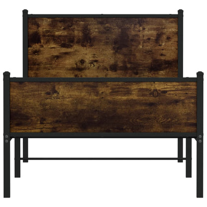 Metal Bed Frame without Mattress Smoked Oak 80x200 cm