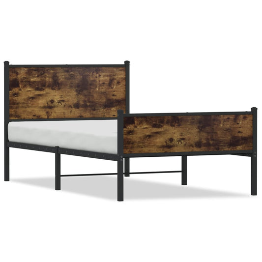 Metal Bed Frame without Mattress Smoked Oak 100x200 cm