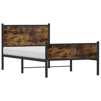 Metal Bed Frame without Mattress Smoked Oak 100x200 cm