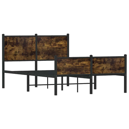 Metal Bed Frame without Mattress Smoked Oak 120x190 cm Small Double