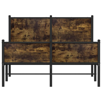 Metal Bed Frame without Mattress Smoked Oak 120x190 cm Small Double
