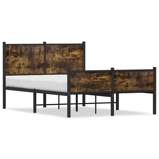 Metal Bed Frame without Mattress Smoked Oak 120x200 cm