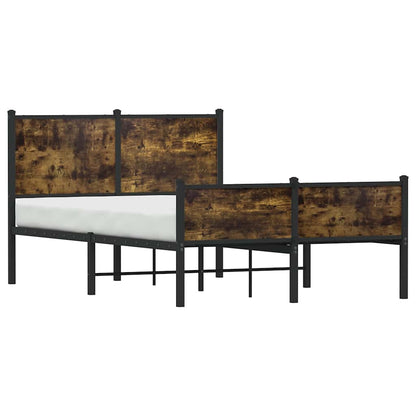 Metal Bed Frame without Mattress Smoked Oak 120x200 cm