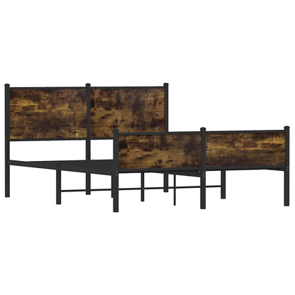 Metal Bed Frame without Mattress Smoked Oak 137x190 cm