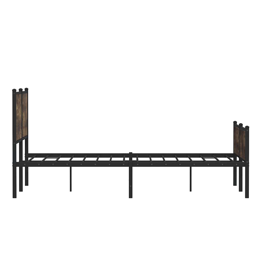 Metal Bed Frame without Mattress Smoked Oak 137x190 cm