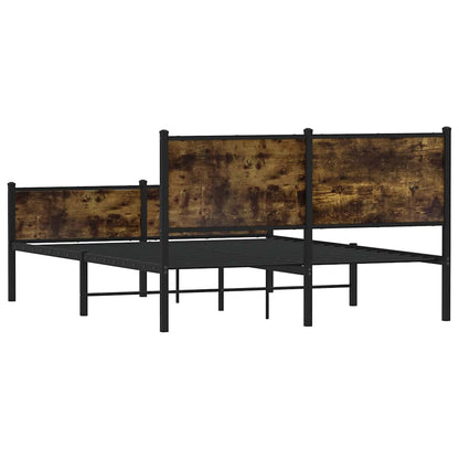 Metal Bed Frame without Mattress Smoked Oak 137x190 cm