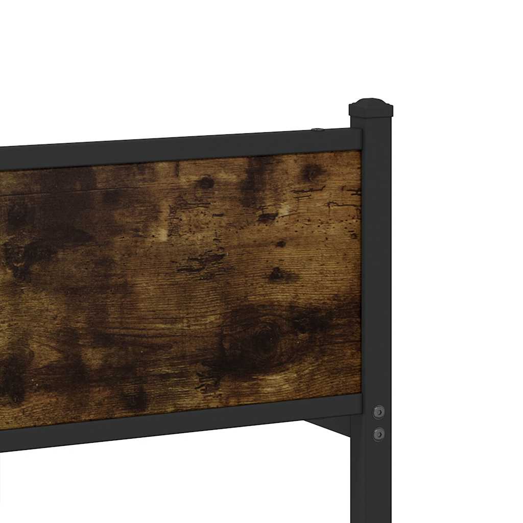 Metal Bed Frame without Mattress Smoked Oak 137x190 cm