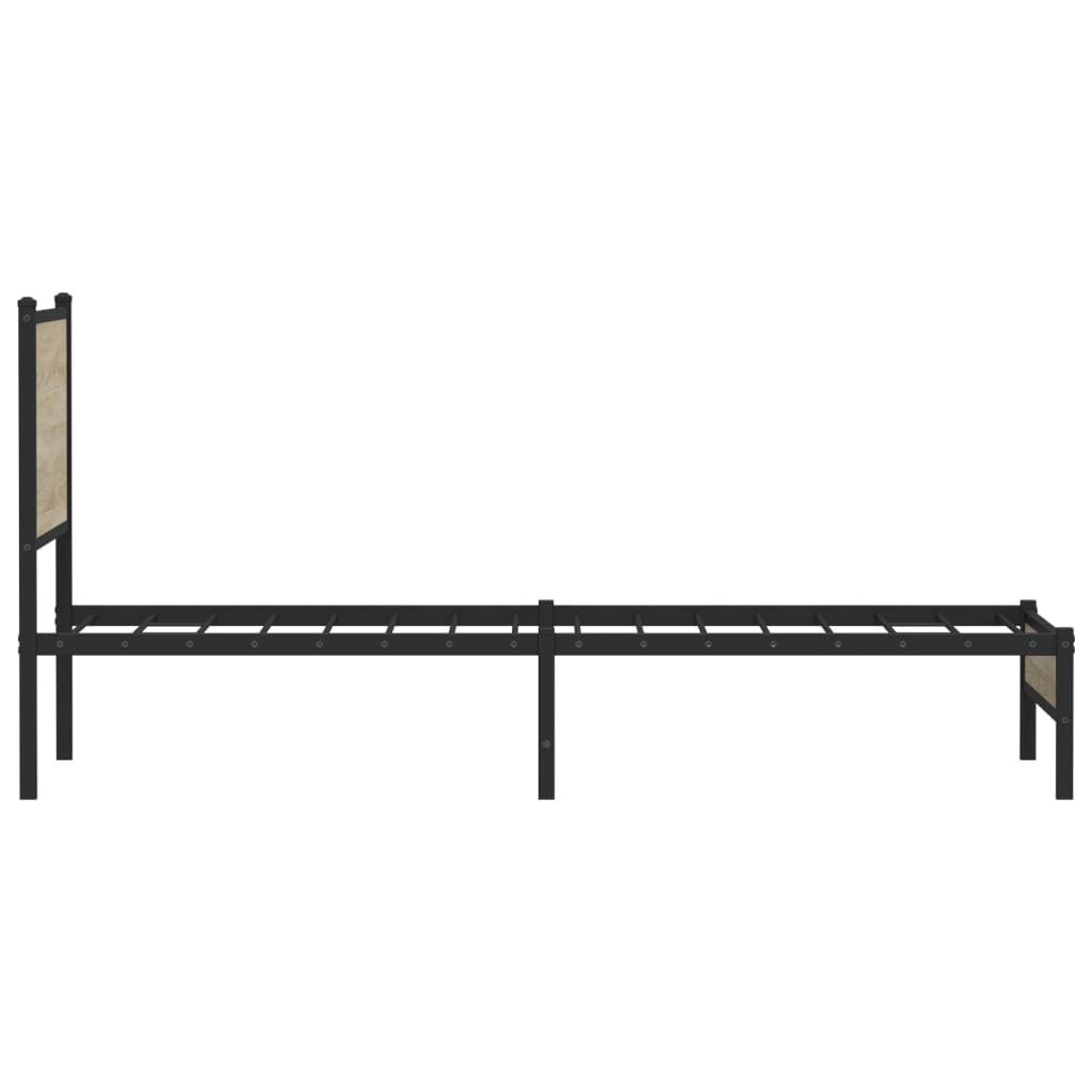 Metal Bed Frame without Mattress Sonoma Oak 75x190 cm Small Single