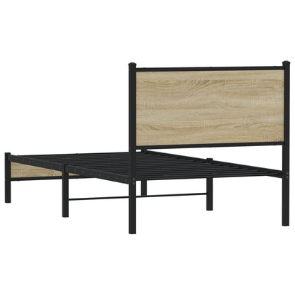 Metal Bed Frame without Mattress Sonoma Oak 75x190 cm Small Single