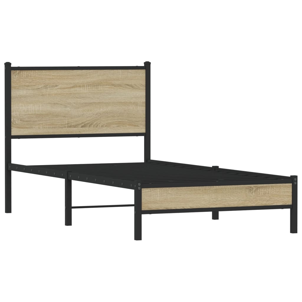Metal Bed Frame without Mattress Sonoma Oak 80x200 cm