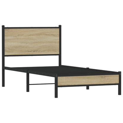 Metal Bed Frame without Mattress Sonoma Oak 80x200 cm