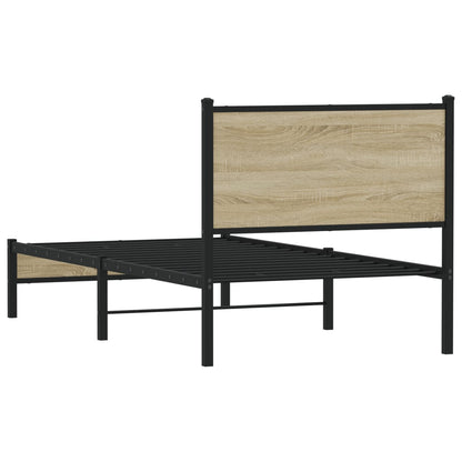 Metal Bed Frame without Mattress Sonoma Oak 80x200 cm