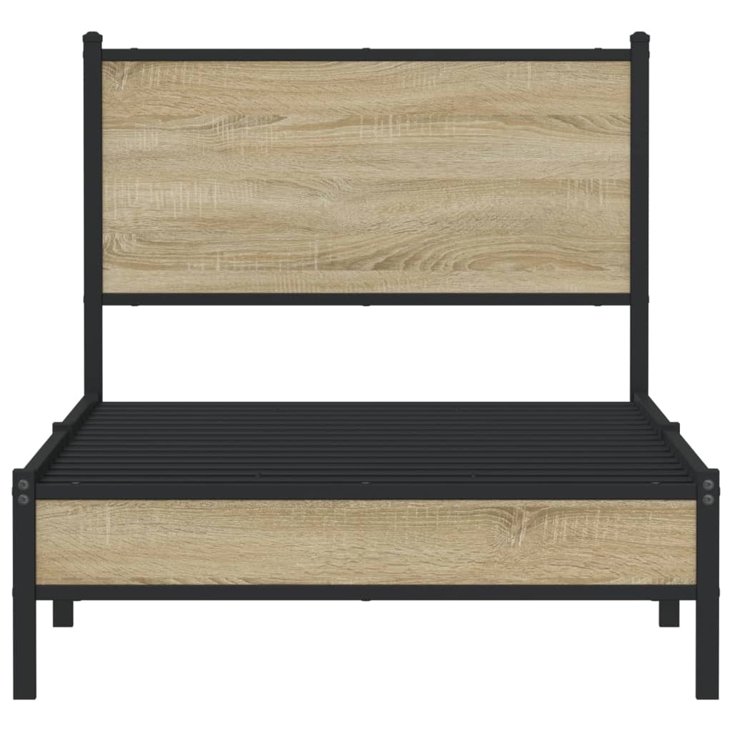 Metal Bed Frame without Mattress Sonoma Oak 90x190 cm Single