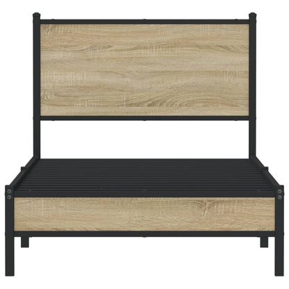 Metal Bed Frame without Mattress Sonoma Oak 90x190 cm Single