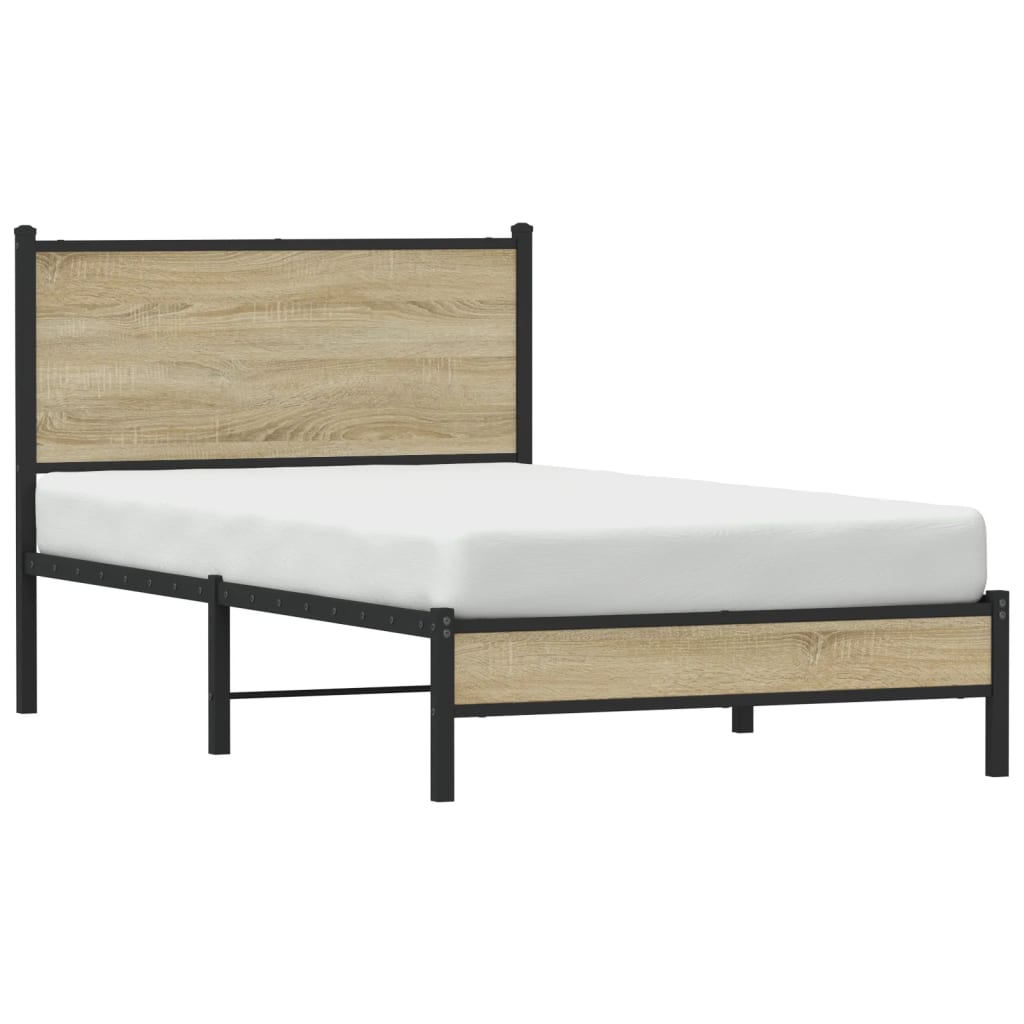 Metal Bed Frame without Mattress Sonoma Oak 100x190 cm