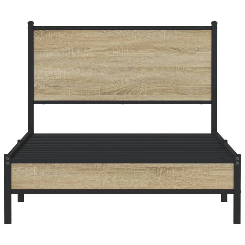Metal Bed Frame without Mattress Sonoma Oak 100x190 cm