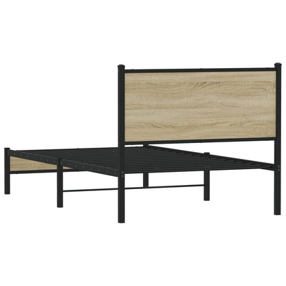 Metal Bed Frame without Mattress Sonoma Oak 100x190 cm