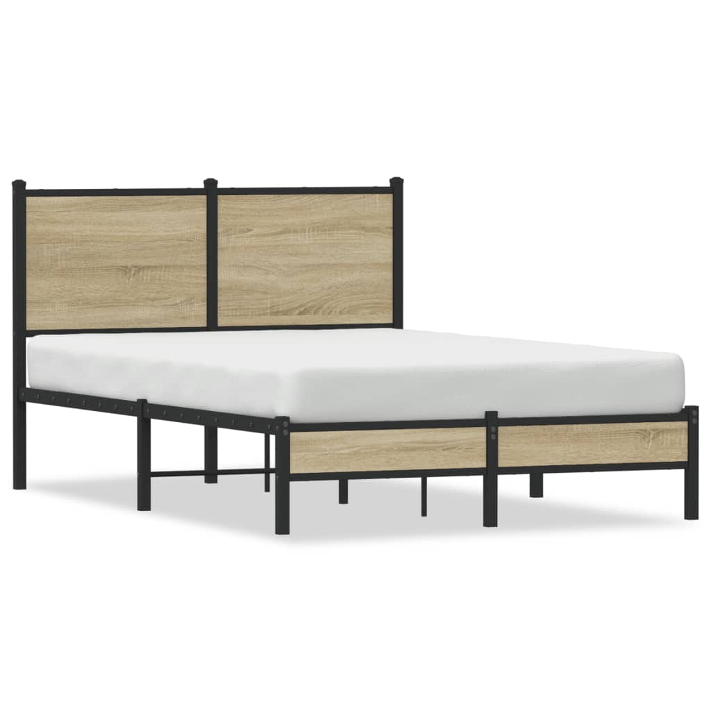 Metal Bed Frame without Mattress Sonoma Oak 120x190 cm Small Double