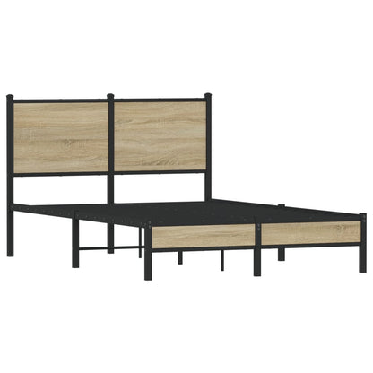 Metal Bed Frame without Mattress Sonoma Oak 120x190 cm Small Double