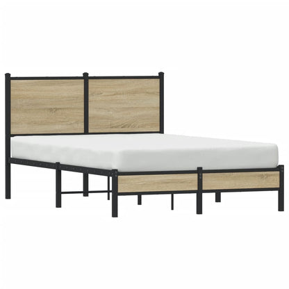 Metal Bed Frame without Mattress Sonoma Oak 120x190 cm Small Double