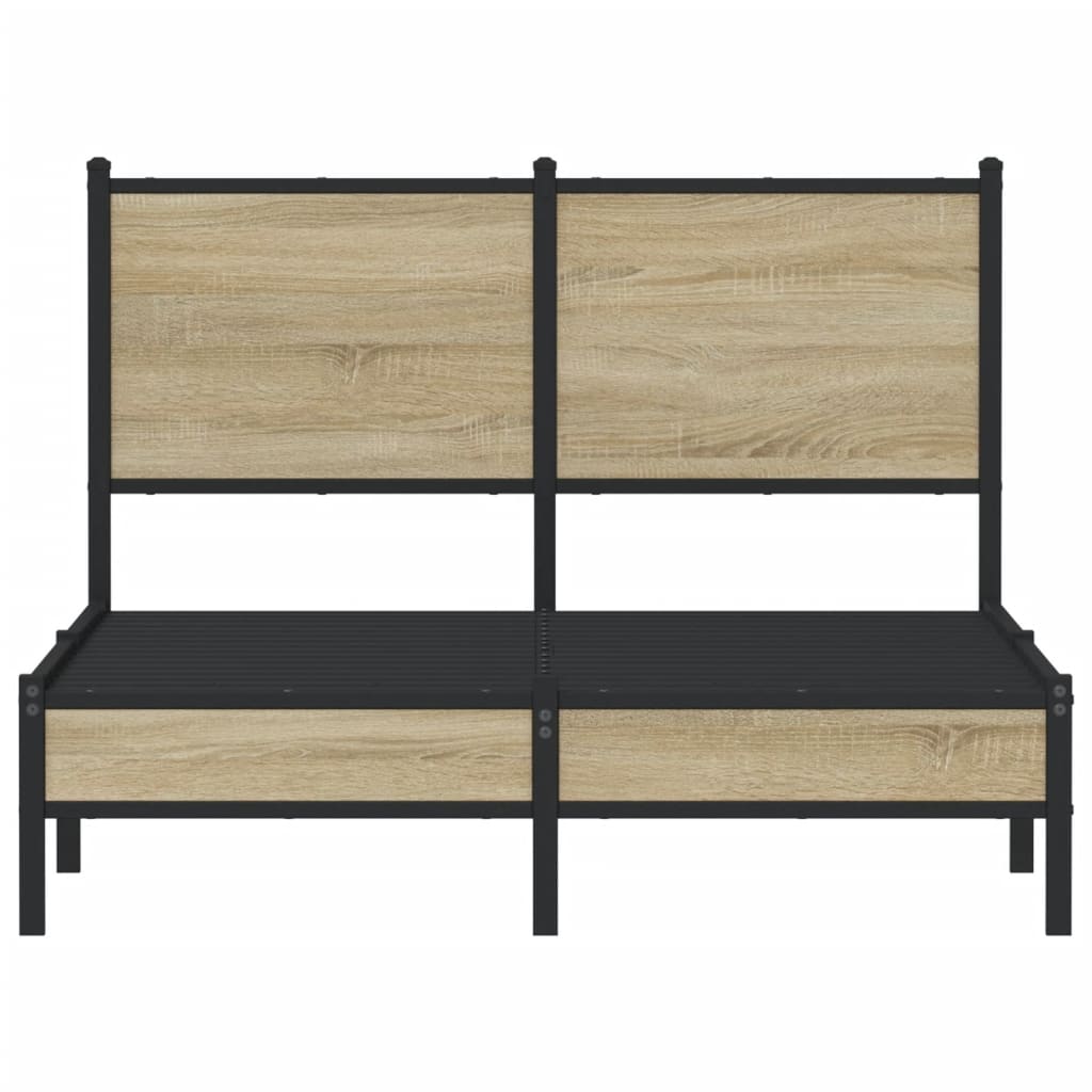 Metal Bed Frame without Mattress Sonoma Oak 120x190 cm Small Double