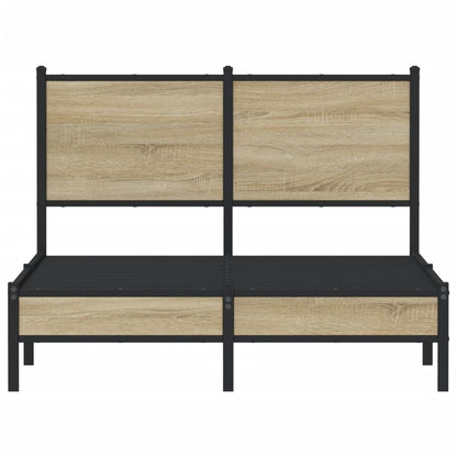 Metal Bed Frame without Mattress Sonoma Oak 120x190 cm Small Double