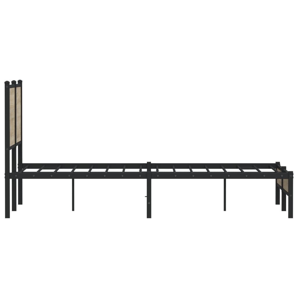 Metal Bed Frame without Mattress Sonoma Oak 120x190 cm Small Double
