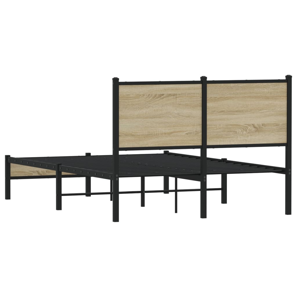 Metal Bed Frame without Mattress Sonoma Oak 120x190 cm Small Double