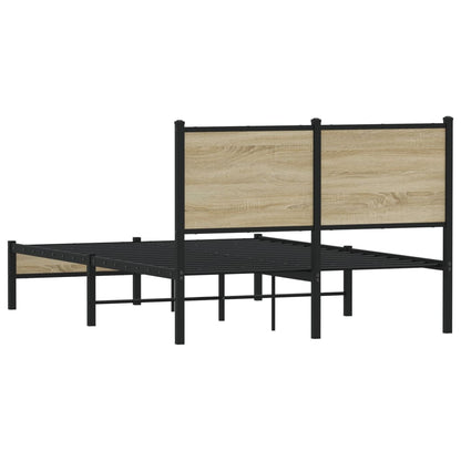 Metal Bed Frame without Mattress Sonoma Oak 120x190 cm Small Double