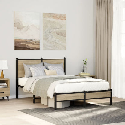 Metal Bed Frame without Mattress Sonoma Oak 120x190 cm Small Double