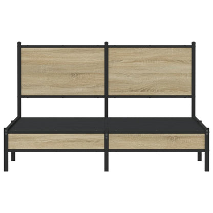 Metal Bed Frame without Mattress Sonoma Oak 137x190 cm