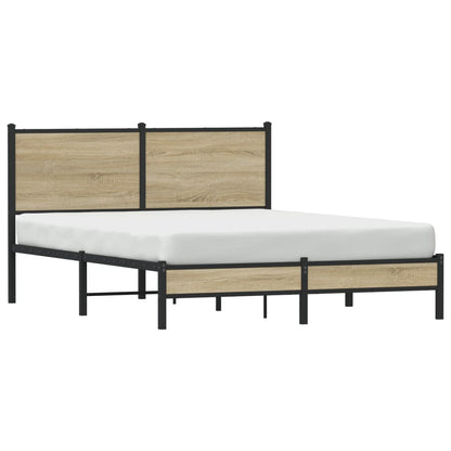Metal Bed Frame without Mattress Sonoma Oak 140x190 cm