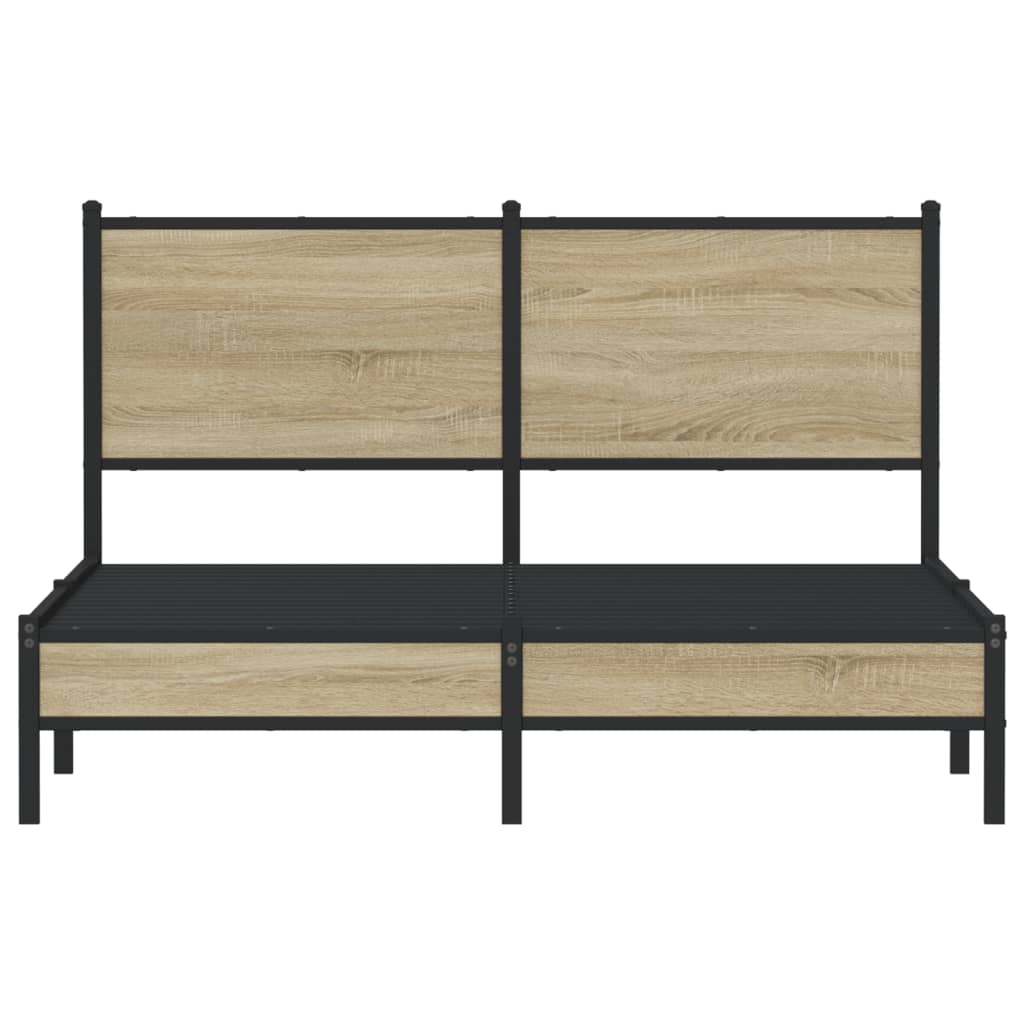 Metal Bed Frame without Mattress Sonoma Oak 140x190 cm