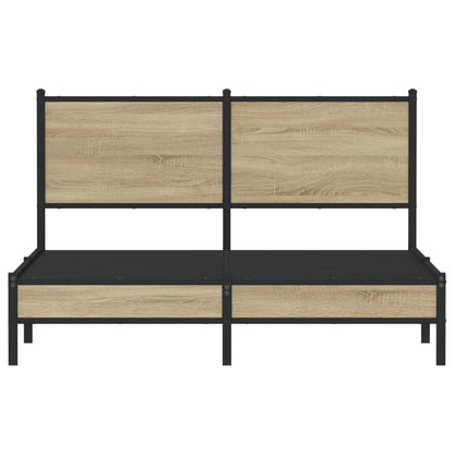 Metal Bed Frame without Mattress Sonoma Oak 140x190 cm