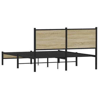 Metal Bed Frame without Mattress Sonoma Oak 140x190 cm