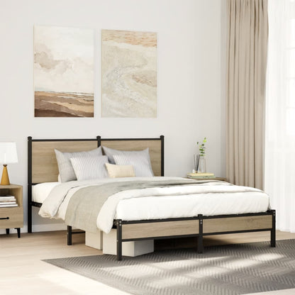 Metal Bed Frame without Mattress Sonoma Oak 140x190 cm