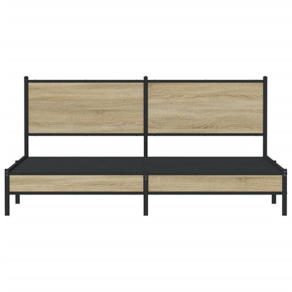 Metal Bed Frame without Mattress Sonoma Oak 160x200 cm