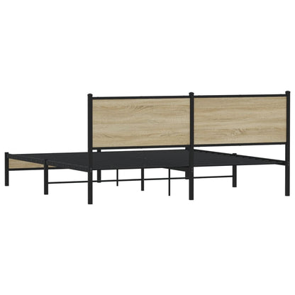 Metal Bed Frame without Mattress Sonoma Oak 160x200 cm