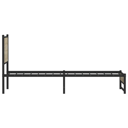Metal Bed Frame without Mattress Sonoma Oak 75x190 cm Small Single