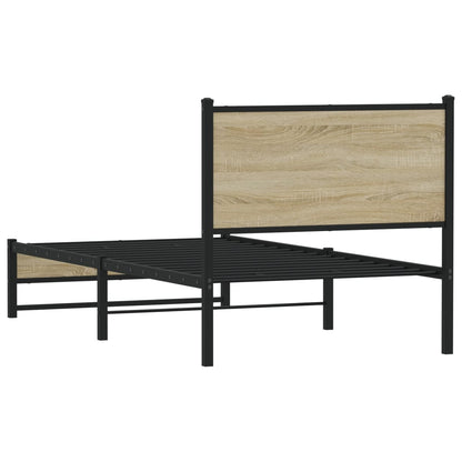 Metal Bed Frame without Mattress Sonoma Oak 75x190 cm Small Single