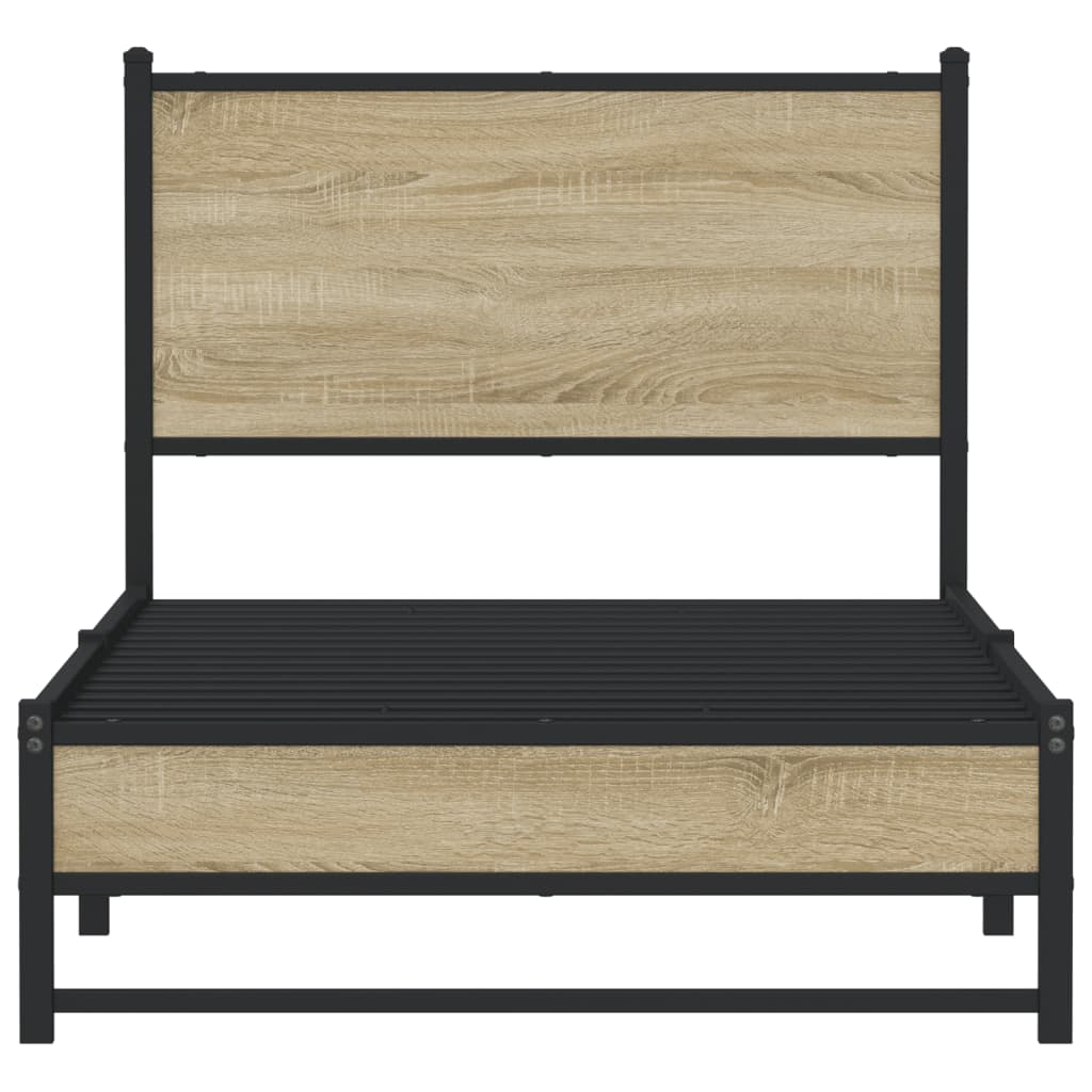 Metal Bed Frame without Mattress Sonoma Oak 80x200 cm