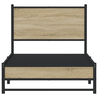 Metal Bed Frame without Mattress Sonoma Oak 80x200 cm