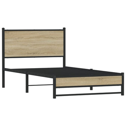 Metal Bed Frame without Mattress Sonoma Oak 100x190 cm