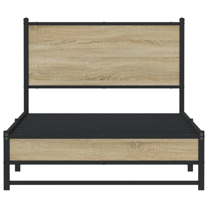 Metal Bed Frame without Mattress Sonoma Oak 100x190 cm