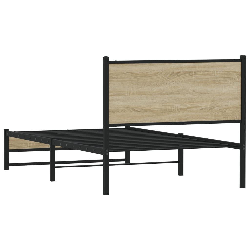 Metal Bed Frame without Mattress Sonoma Oak 100x190 cm