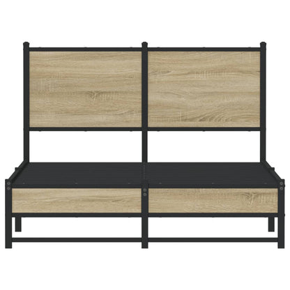 Metal Bed Frame without Mattress Sonoma Oak 120x190 cm Small Double